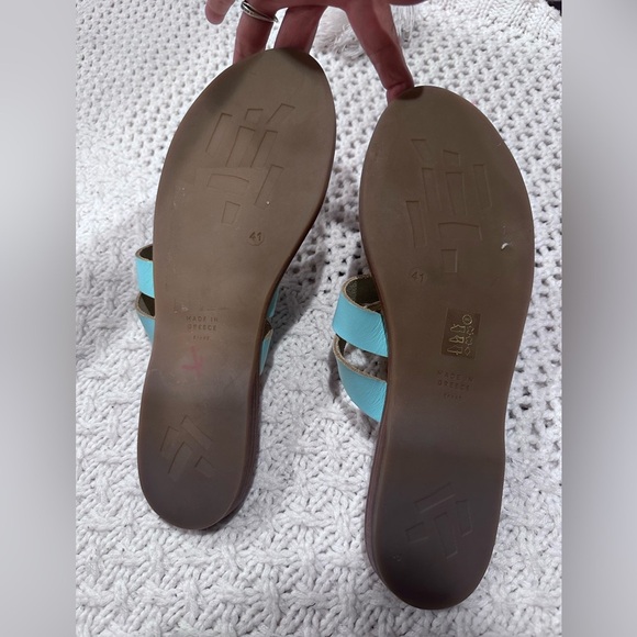 LAiik Flat Leather Womens Sandals
Greece Sz 41US 11 Turquoise Blue - Picture 4 of 6